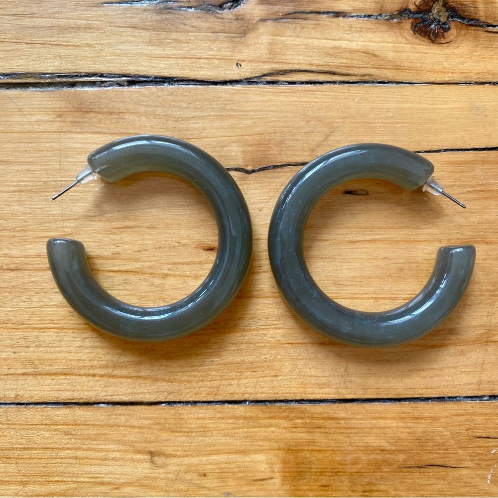 💚 Jade Green Opaque Chunky Hoops